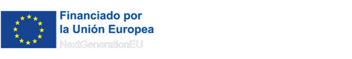 Logotipo de Financiado por la Unión Europea y Logotipo de Plan de Recuperación Transformación y Resiliencia